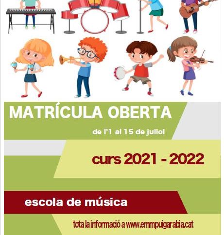 Matrícula oberta per al curs 2020-21 de l Escola Municipal de Música